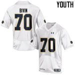 Notre Dame Fighting Irish Youth Hunter Bivin #70 White Under Armour Authentic Stitched College NCAA Football Jersey MYL3899TS